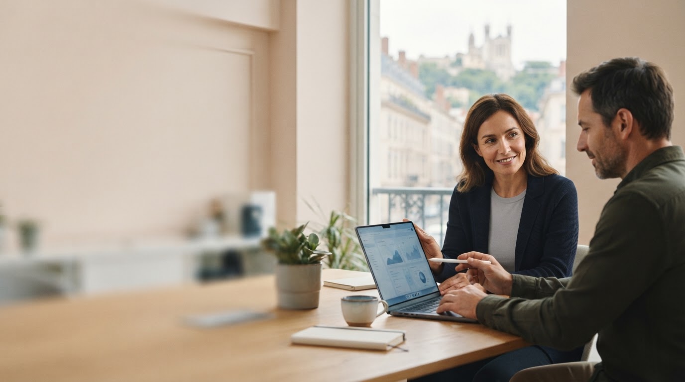 Vexorivelle App — travailleur indépendant consultant une analyse de protection du capital sur une interface prédictive